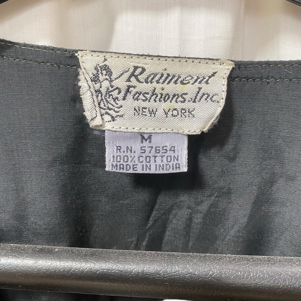 Vintage Raiment Fashions Black White Ethnic Tapestry Vest sz M - Picture 2 of 10